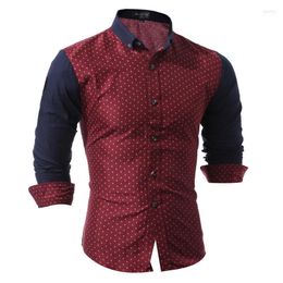 Men's Dress Shirts Wholesale- Brand 2022 Fashion Male Shirt Long-Sleeves Tops Splicing Small Mushrooms Mens Slim Men 3XL1