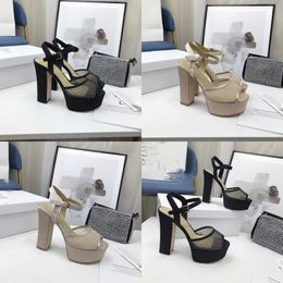 boost NZ - Luxury Designers slides Sandal women high heels Lady boost Fashion Black nude open toe adjustable lace mesh leather large sole thick heeled womens sandals