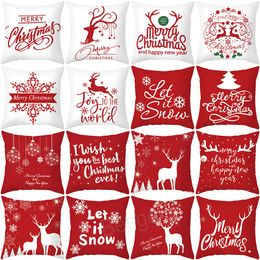 Christmas Decorations Pillow Case Santa Claus Pillowcase Home Xmas Deer Pillows Cover Decor Peach Skin Cushion Covers BH6988 TQQ