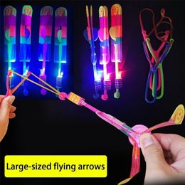 Outdoor LED Slings Rocket Bamboo Dragonfly Parachute Light Shooting Catapult Flying s Kids Toys for Children Boy Gifts 220808