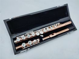 Hot Gold Lacquer Muramatsu Flute Closed Holes Split E Brand 16 Keys Musical Instrument Flute With Case 00