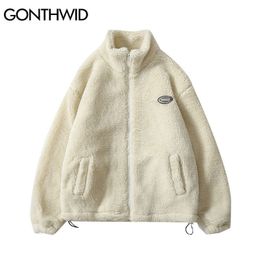 Giacche da uomo Hip Hop Winter Fleece Fluffy Jacket Streetwear Harajuku Fuzzy Zipp 220823