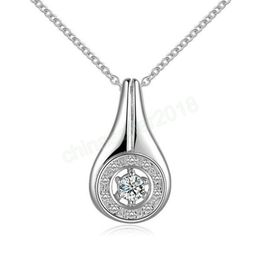 charm 925 Silver fine crystal water drops pendant necklace for women Fashion Party wedding Jewellery Holiday Gifts