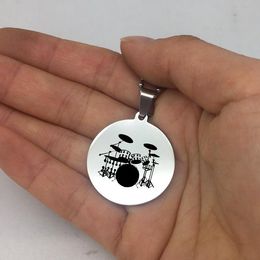 Pendant Necklaces Personality Drummer Musician Necklace High Quality Stainless Steel Collar Jewelry For Music Fans YP7153 Drop