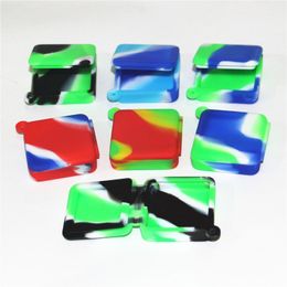 Nonstick Wax Container Food Grade Boxes Square Silicone Jars Oil Containers Mixed color 9ml DHL