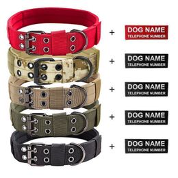 Personalized Dog Collar with Name Military Dog Collar Adjustable Nylon k9 Tactical Dog Collar with DRing for Medium Large Dogs 201030