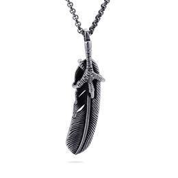 flying eagle pendant Canada - Pendant Necklaces Titanium Steel High Bridge Series Eagle Claw Feather Japanese Flying Leaf Men And Women Stainless JPendant
