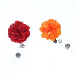 Pins Brooches 20pcs/30pcs Fashion Beautiful Orange / Red Fabric Flower ID Badge Holder Seau22