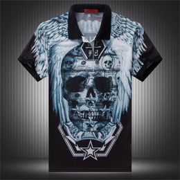 Men's Polos Creative Skull 3D Digital Printing Short Sleeved Shirt Men Summer Quality Cotton Blends Breathable Tees Tops Size M-3XLMen's Men