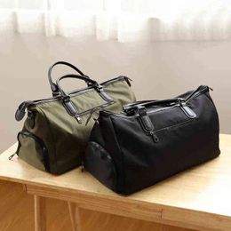 duffle bags Leather Splicing Luggage Men's and Women's Large Capacity Portable Travel Bag One Shoulder Messenger Sports Fitness Bag 220707