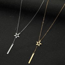 Stainless Steel Necklace For Women Man Hollow Double Star silver Gold Choker Pendant Necklace Engagement Jewelry