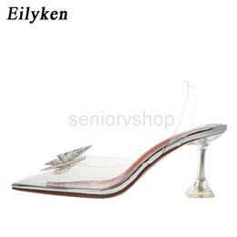 Eilyken size 34-45 Summer Butterfly-knot Women Pumps Fashion Strange Style Tranaparent Female heel Shoes Wedding sandals lyorepjynji