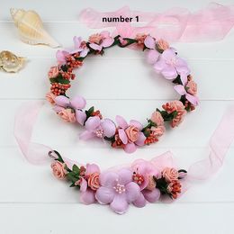 Brand new Kids hair flowers crown bride garland shop selling jewelry wearing flower headdress bracelet photography hair accessories sea beach garlands 1lot/10set