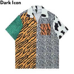 Dark Zebra Patchwork Men's Polo Shirt Summer Holiday Beach Shirts Men Streetwear Clothing G220511