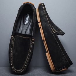 Men Loafers High Quality Suede Driving Boat Shoes Breathable Male Big Size Slip-on Casual Footwear Flats Moccasins Leisure Walk