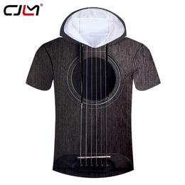 Summer Mens 3D Full Printing Fashion Art Musical Instrument Guitar T shirt Print Style Fitness Casual Hooded Tshirt 220623