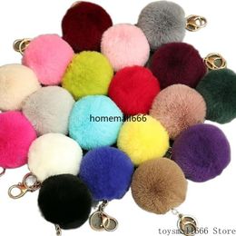 DHL Rabbit Fur Ball Plush Fuzzy Fur Key Chain POM Keychain Car Bag Keychain Key Ring Pendants FF