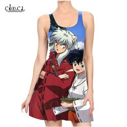 Anime Inuyasha Ladies Trend Party Girls 3D Print Sleeveless Sexy Fashion Dress Summer Slim Beach 220617