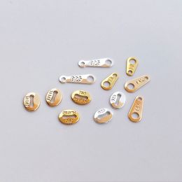 14k 18k Gold Plated Sterling Silver Lettering Tag Jewellery Connector Ending 8-Word Buckle Piece DIY Accessories