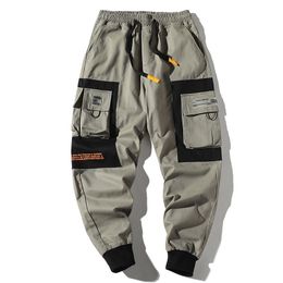 Hip Hop Men Multi-pocket Elastic Waist Design Harem Pant Street Punk Casual Trousers Joggers Male Cargo Pants ABZ51 220330