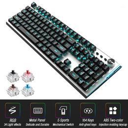 Großhandel Wired Mechanical Keyboard English Layout 104-Keys Backbeleuchtung Anti-Ghosting-Gaming-Tastatur Blau/Schwarz/Tawny/Red Mechanical Switch1269o
