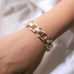 Link Chain 9/14mm 585 Rose Gold Rectangle Mesh Bracelets For Women Girls Geometric Weaving Wristband 20cm Elegant Jewelry Gifts DCB70 Trum22