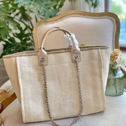 Designer Bags Deauville Denim Bags Chain Tote Sandbeach Wool Felt Canvas Shopping Bag Leather Chains Handbag Brand Totes 35cm