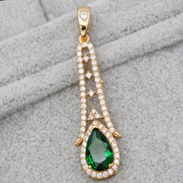 Pendant Necklaces Waterdrop For Women White Gold Plated Stone Zirconia Red Green Necklace Fashion Wedding Jewellery AccessoriPendant