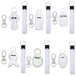 Favour Gifts Refillable Sublimation Blanks Neoprene Chapstick Holder Lipstick Wristlet Keychain Lanyard Hand Sanitizer Covers Quarter Holders With Metal Clip
