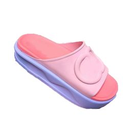 Sandálias de designer de chinelos de verão Mulher Runners Runners Plataforma sandália slides clássicos de fundo grosso de fundo casual sapatos azul preto rosa branco