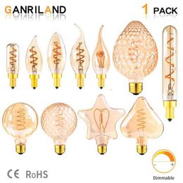 E14 E27 Retro Spiral Light LED Filament Bulb 110V-240V T25 C32 C35 T20L Dimmable 3W 2200K Vintage Lamps For Decorative Lighting H220428