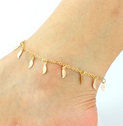 Anklets Beach Leaf Foot Ornaments Simple Double Tassel Ethnic Style Anklet Leafs for Women Summer Jewellery Comfort