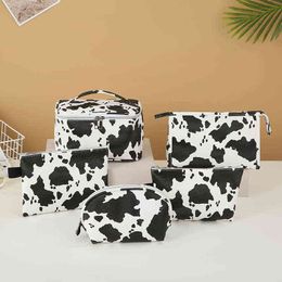 Cow Pattern Waterproof Handbag Cosmetic Bag Portable Skin Care Washing Bag Creative Waterproof Travel Storage Bag 220625