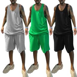 Men's Tracksuits Fashion Outdoor Fitness Funny Men's Tank Top T-Shirt Shorts Set Casual Mans Vest 2 Piece SuitMen's