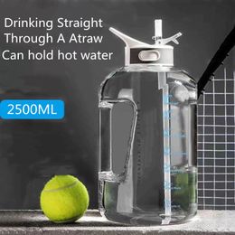 2500ml Outdoor Large Capacity Water Bottle Straw Sports Bottles Drinking Hiking Camping Plastic Tritan Bottle YS0024
