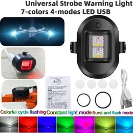 Universal Strobe Warning Light Motorcycle Lighting 7 Colour 4 Mode LED USB Rechargeable Aircraft UAV Drone SOS Emergency Light Night Bike Lamp