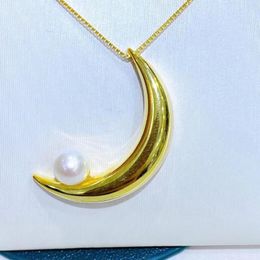 Pendant Necklaces Natural Thick Silver Moon-Shaped With Adjustable Chain Links 2022 Year GiftPendant