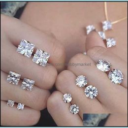 Charm Earrings Jewelry Diamond Stud Earring Single Stone Women Drop Delivery 2021 2G4Bx
