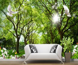 Customize any size wallpaper mural HD panoramic forest scenery living room background hotel wall