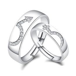 Fashion trend open Korean version open love symbol rings finger ring couple rings love arrow diamond pair ring Jewellery