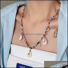 Rainbow Colour Small Glass Beaded Pearl Shell Charm Necklace Bohemian Summer Beach Style Jewellery Drop Delivery 2021 Necklaces Pendants Xys4