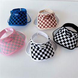 MILANCEL Summer Children's Hats British Style Boys Ice Silk Checkerboard Pull-Board Caps Girls Outdoor Sun Hats 220611