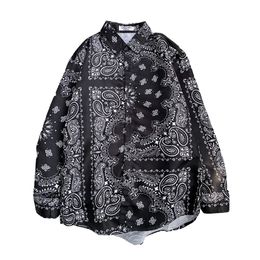 Autumn Men's Oversize Bandana Shirt Plaid Vintage Mens Paisley Shirts Clothes Long Sleeve Male Cardigan Korean Thin 220323