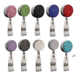 Diamond Badge Keychain Pendant Party Favour Retractable Pull ID Badges Holder With Clip Office Supplies 9 Colours JLB15068