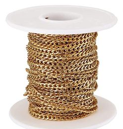 3Meter Lot in Bulk 4mm Gold Flat Nk Chain Stainless Steel Jewellery Findings Chains Multi-layer Bracelet Anklet Jewellery Making DIY