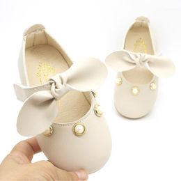 First Walkers 2022 Baby Girls Shoes Soft Bottom Bow Cute Princess Dress Party PU Leather Kids Girl Footwear Insole 11.5-15.5CM