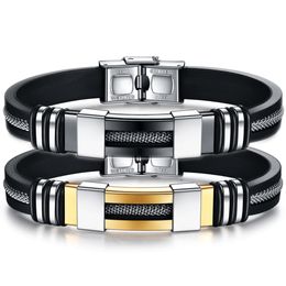 Fashion Domineering Titanium Steel Butterfly Buckle Men's Stainless Steel Silicone Bracelet