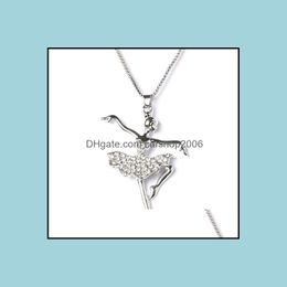 Pendant Necklaces Pendants Jewellery Fashion Sier Plated Crystal Fantasy Angel Ballet Dancer Girl Charm Necklace For Women Drop Delivery 202
