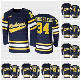 C202 Michigan Wolverines College Hockey Navy Replica Jersey 4 Cam York 7 Nick Blankenburg 9 Eric Ciccolini Beniers Johnson Brisson Power Mann