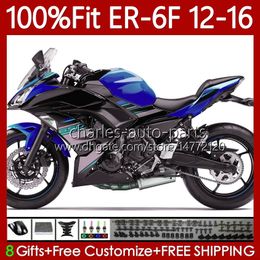 Blue black Injection Mould Fairings For KAWASAKI NINJA 650R ER-6F ER6 F ER 6F ER6F 12 13 14 15 16 Body 136No.62 650-R 2012 2013 2014 2015 2016 650 R 2012-2016 OEM Bodywork
